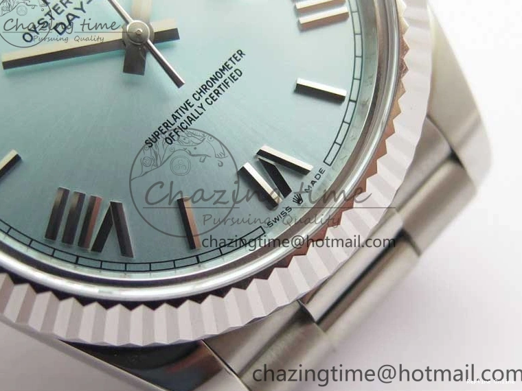 0501 WaterResistant Day Date 40 SS Bp Maker 1:1 Best Edition Tiffany Blue Roman Dial on SS Bracelet A 2549